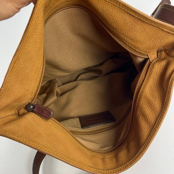 Fossil Camel Brown Nubuck Leather Crossbody Bucket Handbag Purse Clean Interior - Picture 9 of 16